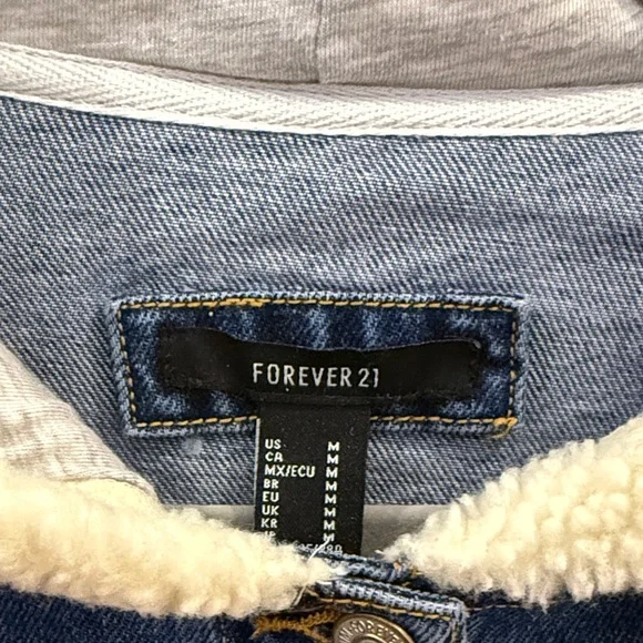 Denim and Sherpa Jacket with Hood - Picture 2 of 4